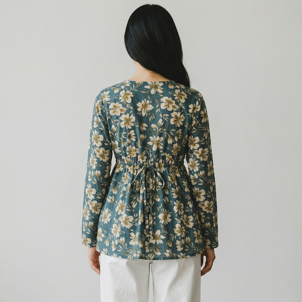 Jasmine Print V-Neck Short Kurti for Women