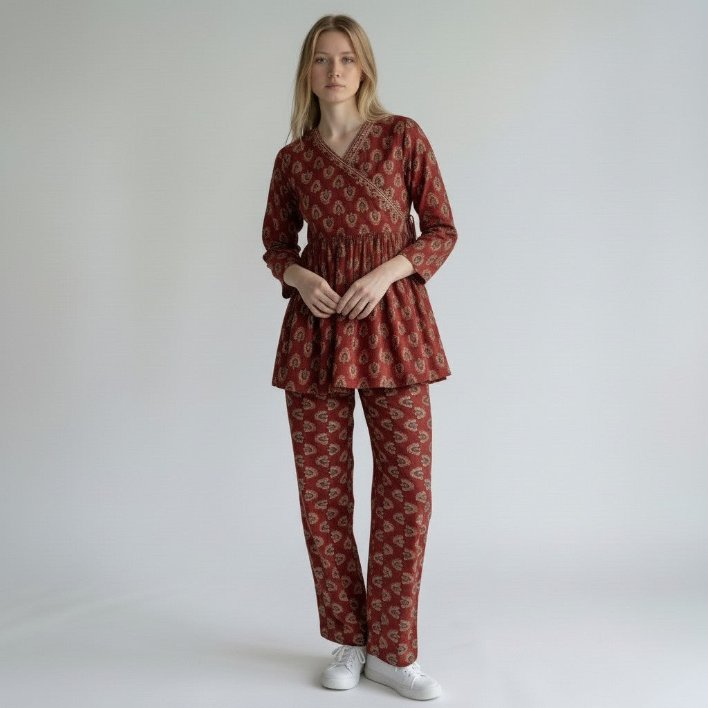 Red Mango Motif Co-Ord Set for Women