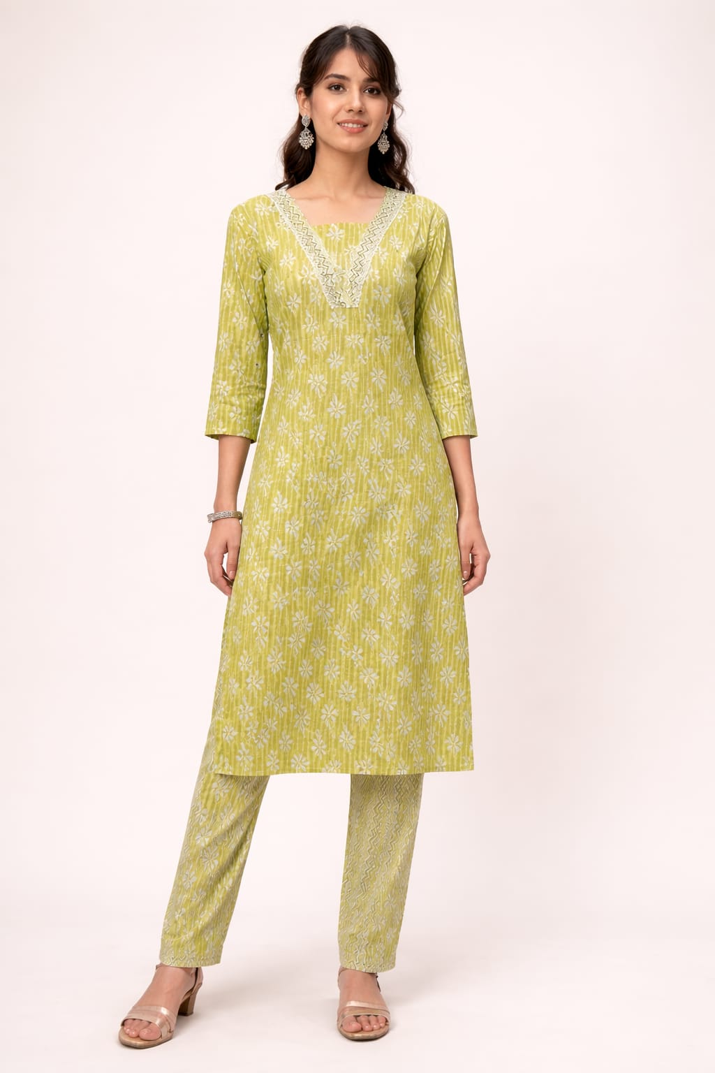 Lime grace kurta set