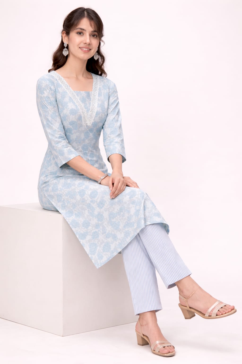 Aqua bloom kurta set
