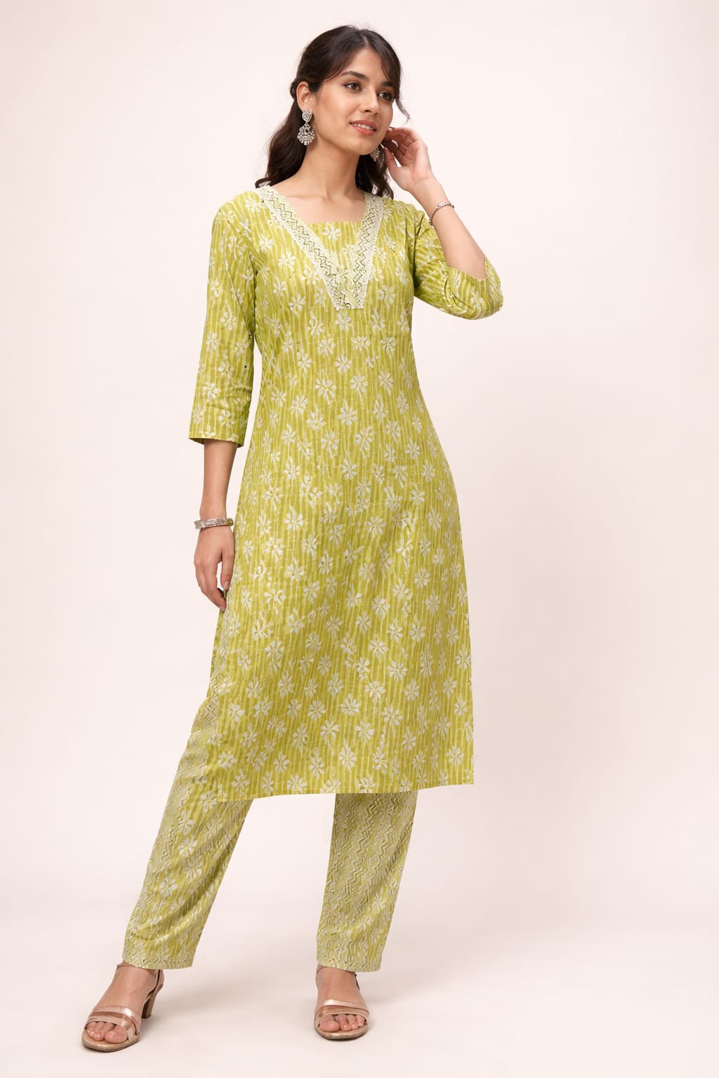 Lime grace kurta set