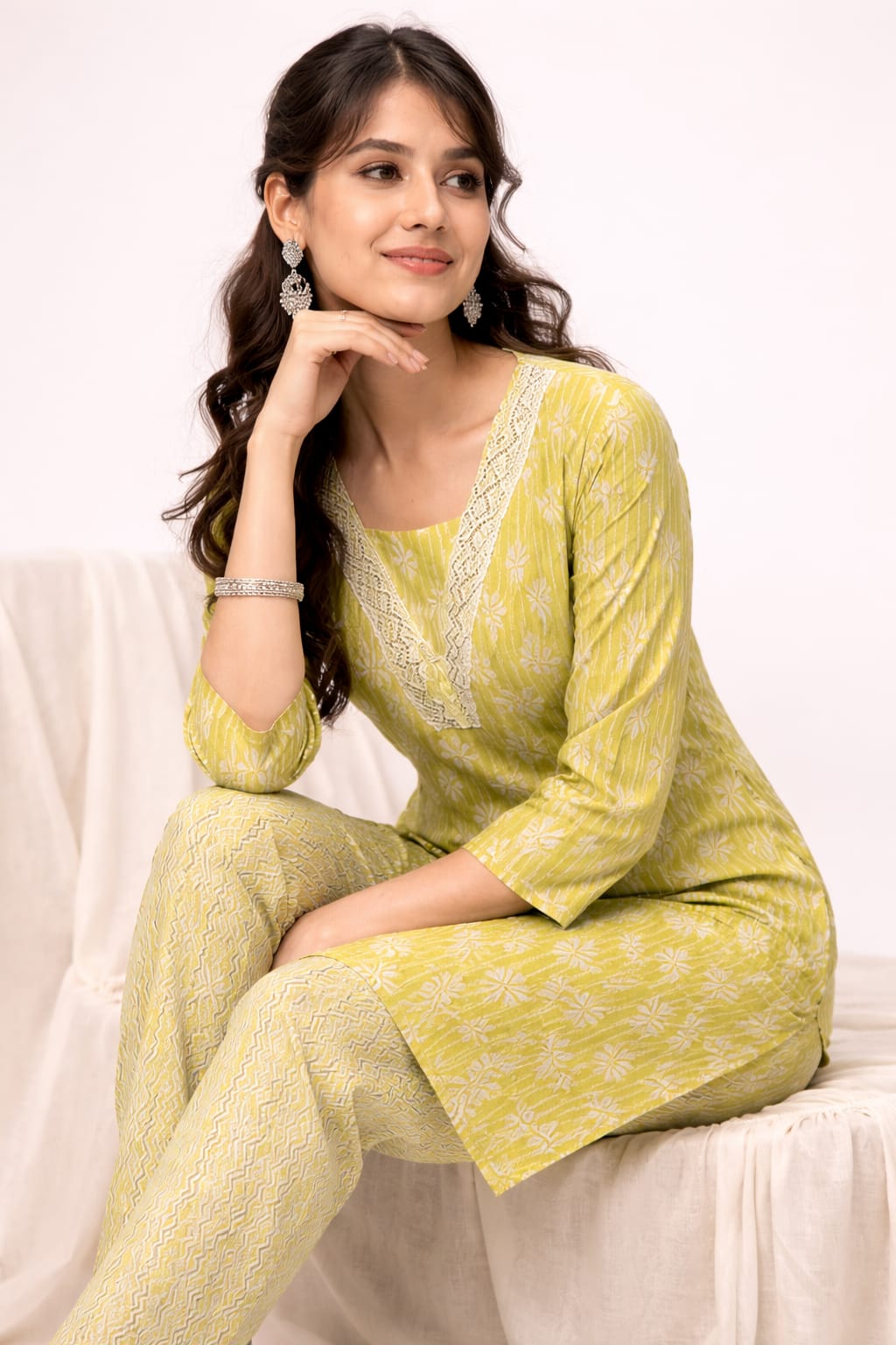 Lime grace kurta set