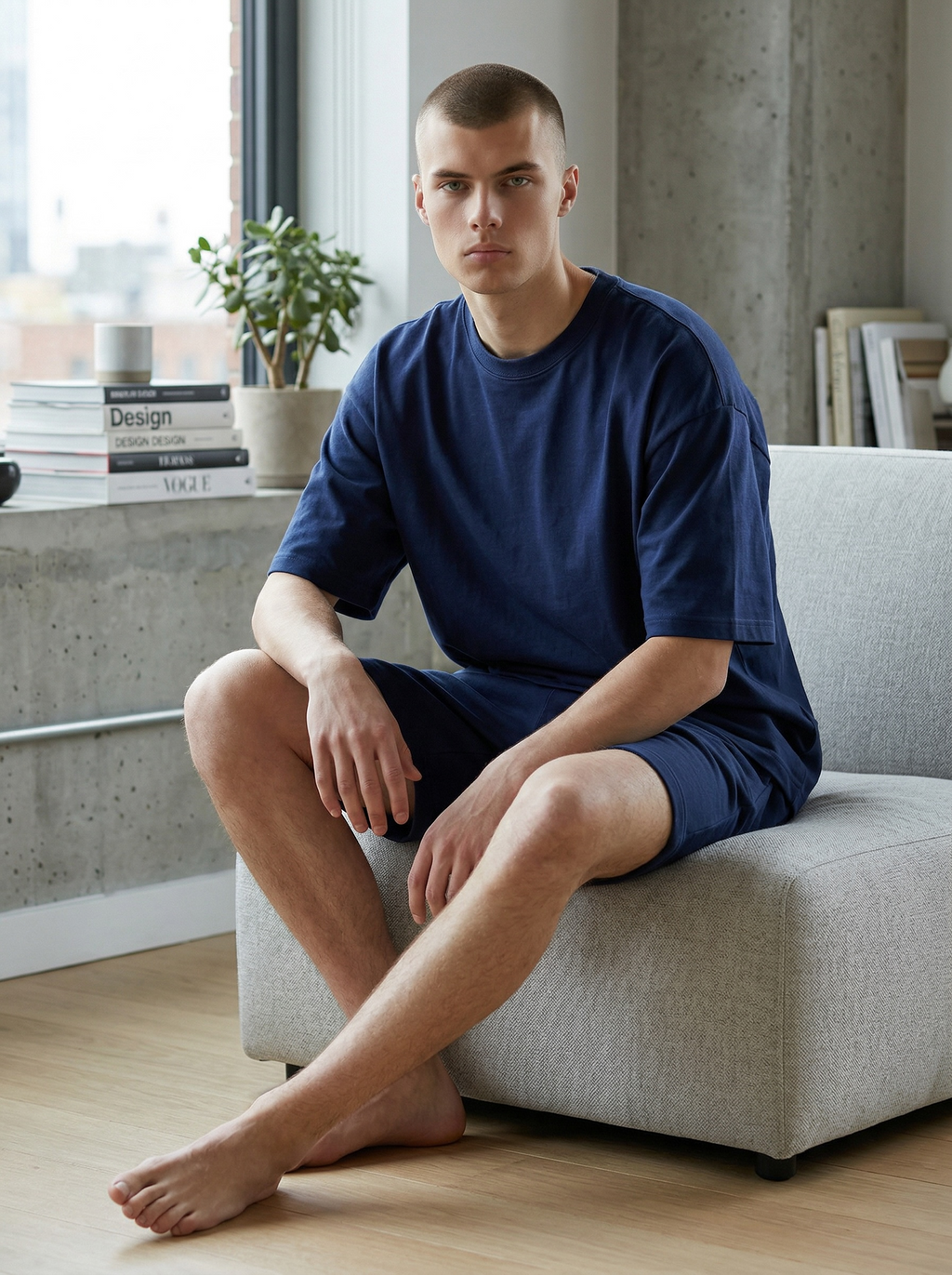 Classic navy blue plain t shirt for men